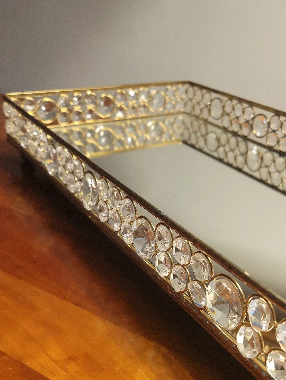 Crystal Accent Tray - Gold  Mirrored   Dresser/Bath Large Vanity Tray